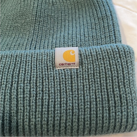 Cahartt Knit Pom Pom Cuffed Beanie Sea Pine Teal - Picture 3 of 5